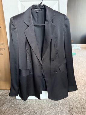 Express Black Double-Breasted Sport Coat Blazer